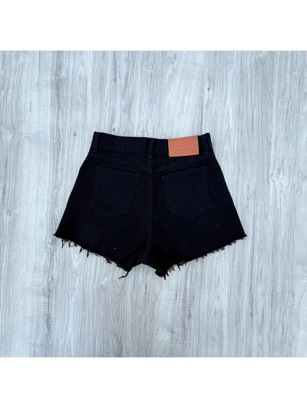 Moussy black denim cut-off shorts